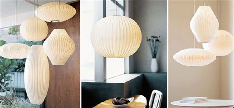 Bubble Saucer Lamp White Silk Cloth Pendant Light Dining Room Clothing Shop Cloth Restaurant Pendant Hanging Lamp