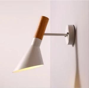 E27 Nordic Modern Wall Lighting for Bedroom with Wood Cup