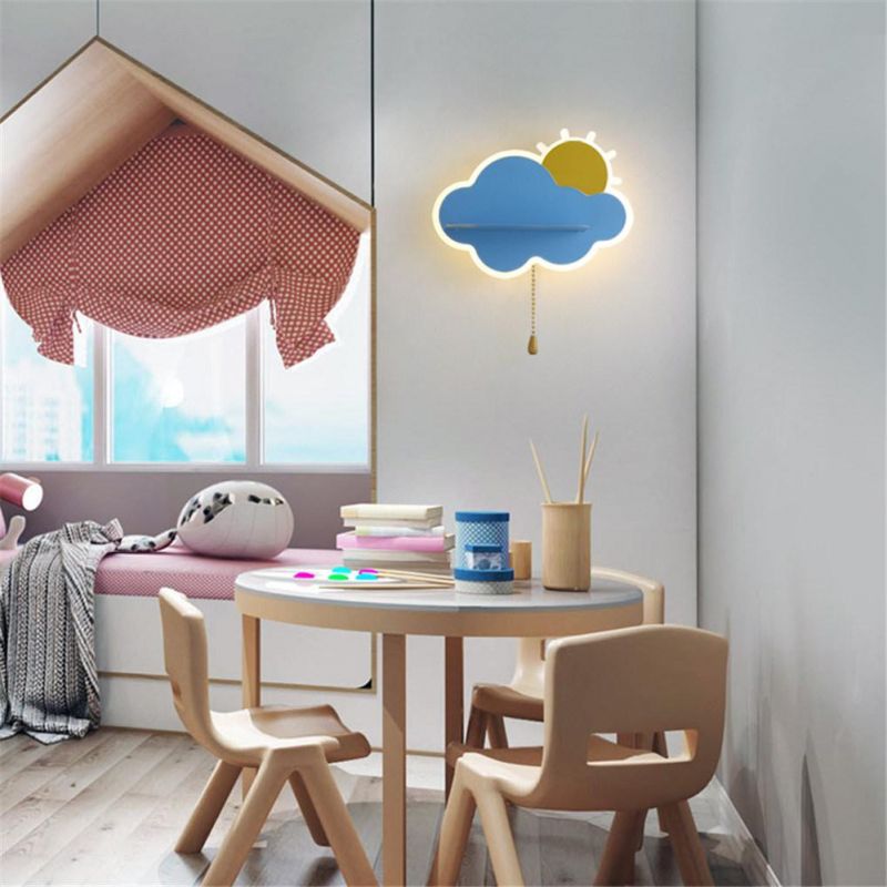 Modern Children Cloud Sun Shelf LED Wall Lamp for Kids Bedroom Bedside Study Creative Lamp (WH-OR-140)