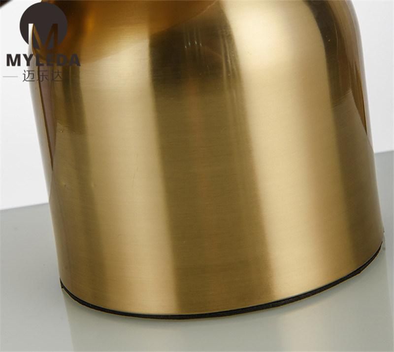Modern Bedside White Glass Table Lamp with Brass Metal Base