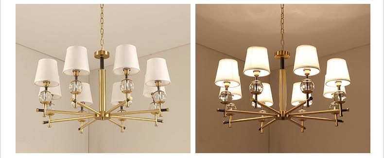 American Copper Living Room European Crystal Copper Bedroom Restaurant Simple Copper Chandelier Pendant Lighting