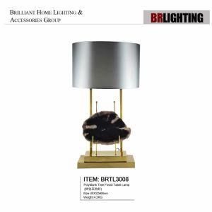 Brass and Crystal Table Lamp with Lamp Shade