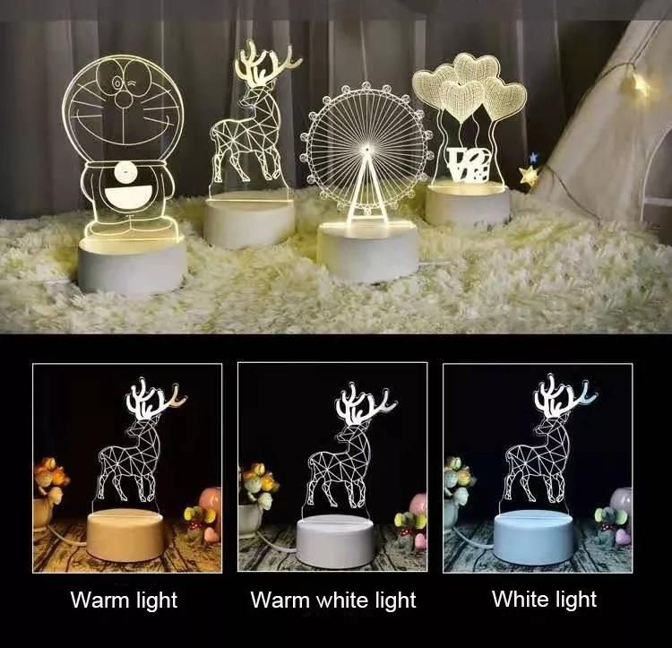 Creative Bedroom Cartoon Kids USB Bedside Lamp Table Lamp Holiday Gift Small LED 3D Night Light