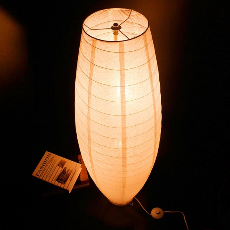 Simple White LED Floor Lamp Hand Woven Paper Floor Light Bedroom Stand up Lamp (WH-MFL-115)