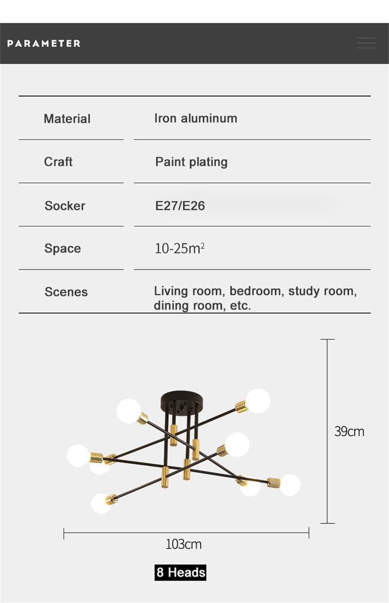 Nordic Creative Modern Chandelier Indoor Minimalist Lighting Living Room LED Ceiling Lamp