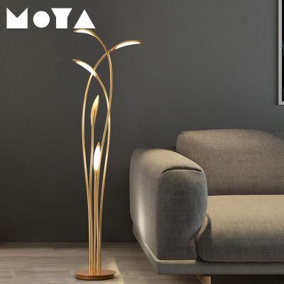 Nordic Interior Luxury Hotel Living Room Golden LED Triple Helix Linear Beam Floor Lamp