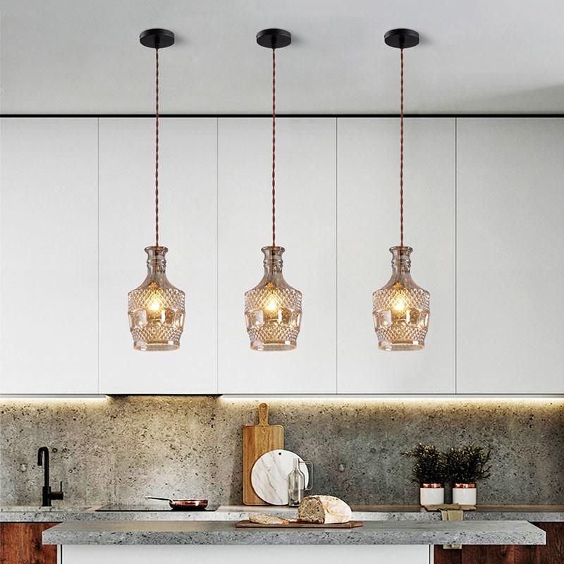 Creative Retro Pendant Light for Bar Living Room Bedroom Freya Classic Elegant Carved Glass Pendant Light (WH-AP-321)