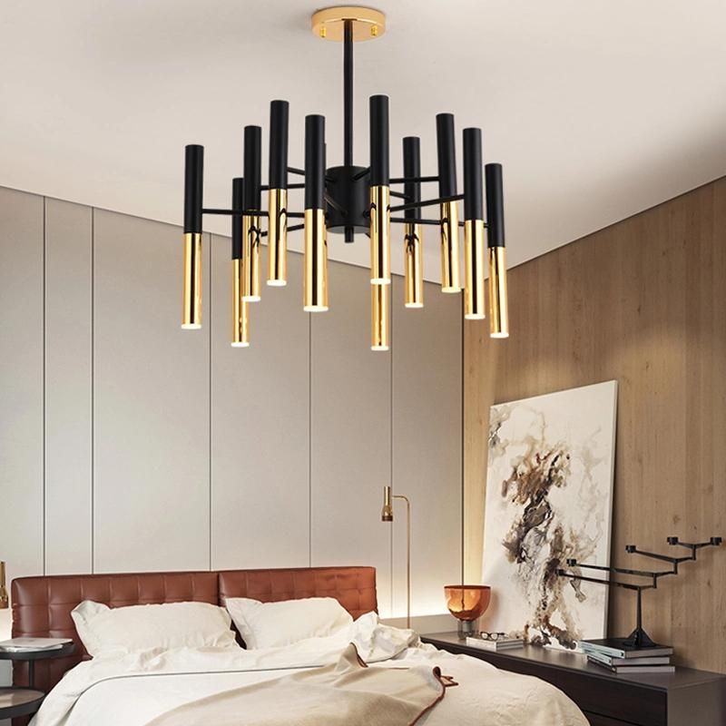 Golden Living Room Chandelier Simple Modern Dining Room Lamp Creative LED Pendant Light