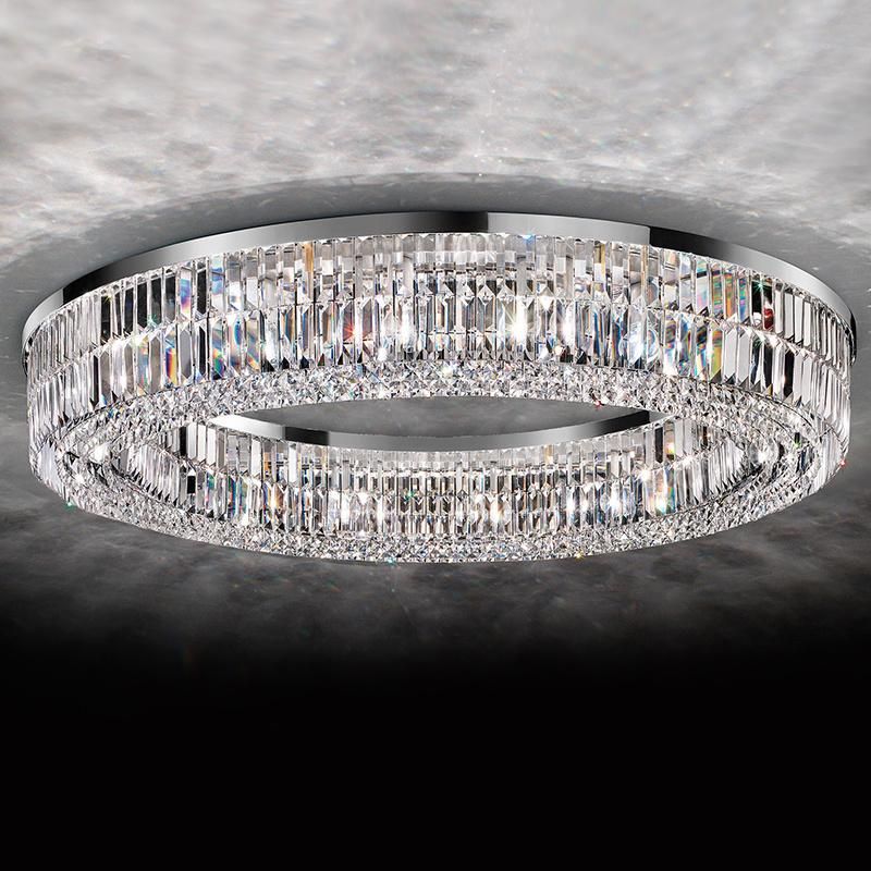 Modern Living Room Foyer Sitting Room Chandeliers Round Chrome Sliver Ceiling Lights (WH-CA-57)