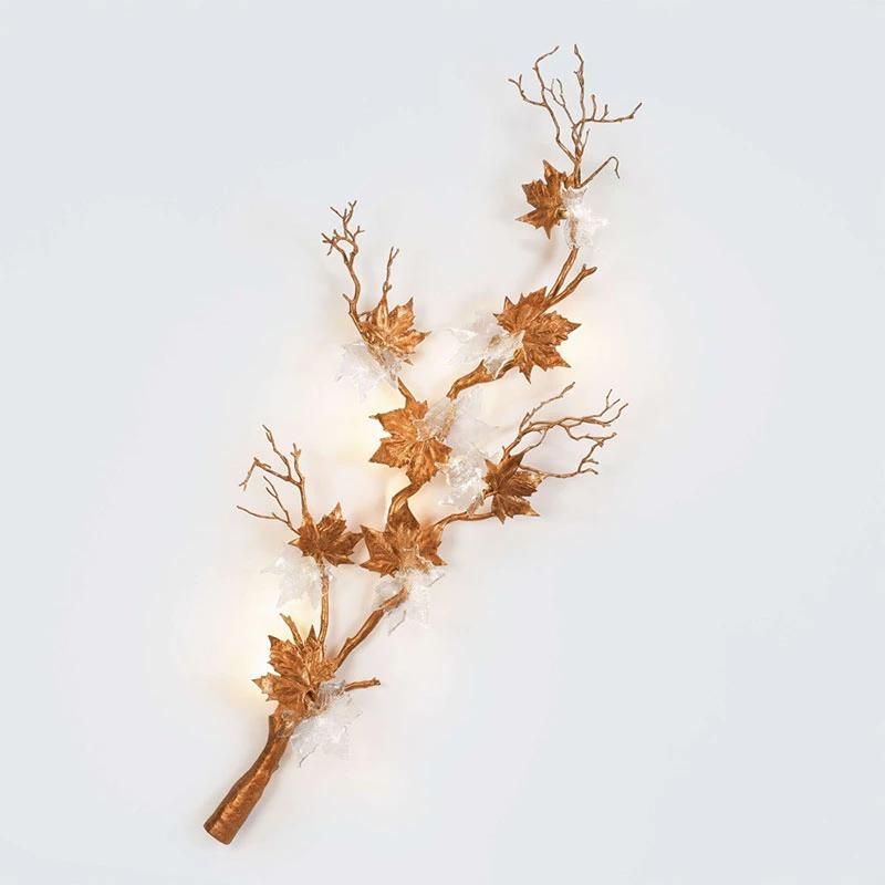 Fashion Personality Single Gold Branch & Leaf and Clear Glass Leaf Wall Lamp