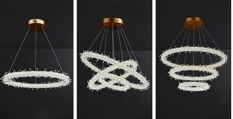 Modern Wedding or Party Crystal Chandelier LED Round Circle Hanging Lamp Ring Pendant Lighting Zf-Cl-097