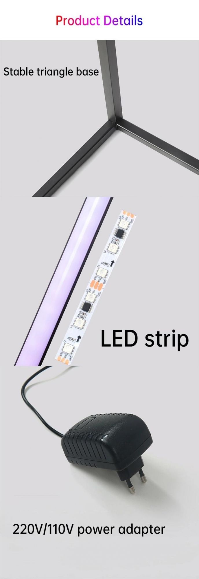 New Product Nordic Modern Designer Corner 140cm Remote Controlled Tripod LED RGB Floor Light Lamp Stand for Living Room