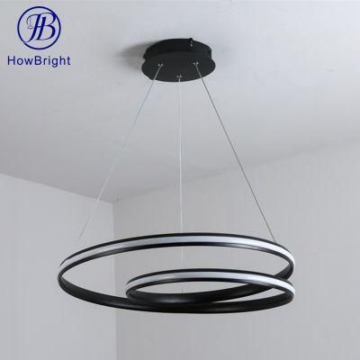 How Bright Black Certificate Modern Aluminum Ring Ceiling LED Chandelier for Living Room Pendant Light