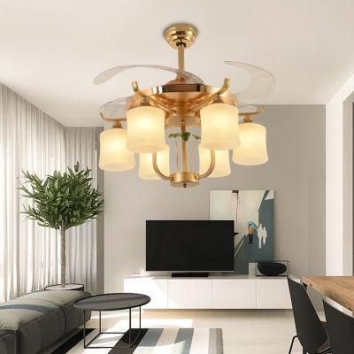 Dafangzhou96W Lighting Chandelier Ceiling Fans Door with LED Light Gold Fan Light with Blades for Living Room Outdoor Chandelier