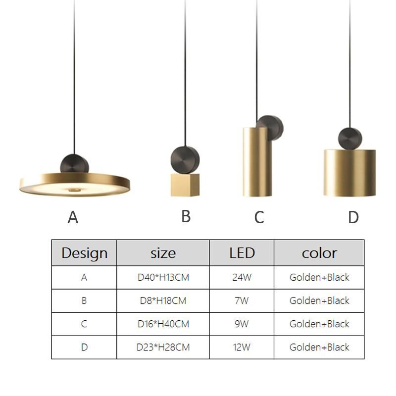 Postmodern Bar Small Chandelier Simple Model Room Bedroom Bedside Lamp Hotel Restaurant Nordic Bronze Pendant Light
