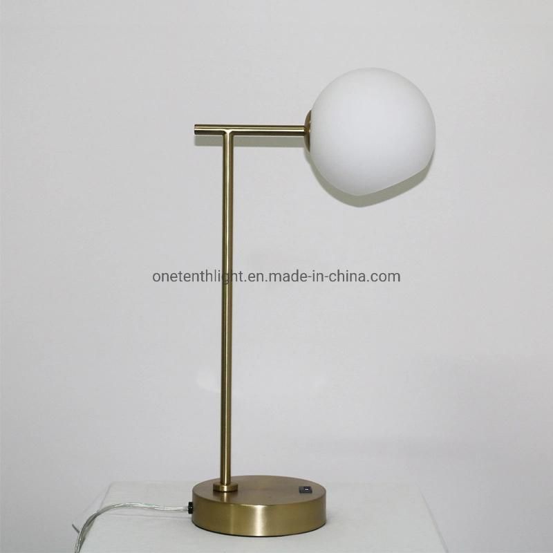 Metal Body in Antique Brass Finish and Glass Shade Table Lamp