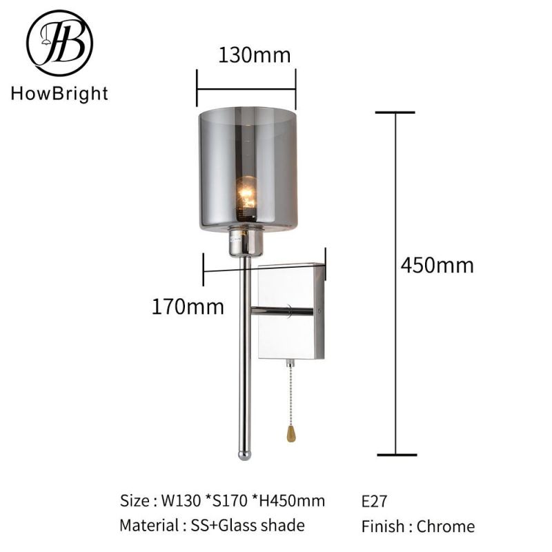 How Bright LED White Fabric Brushed Nickel Wall Sconce Wall Lamp with USB Outlet for Hotel Bedside Lighting