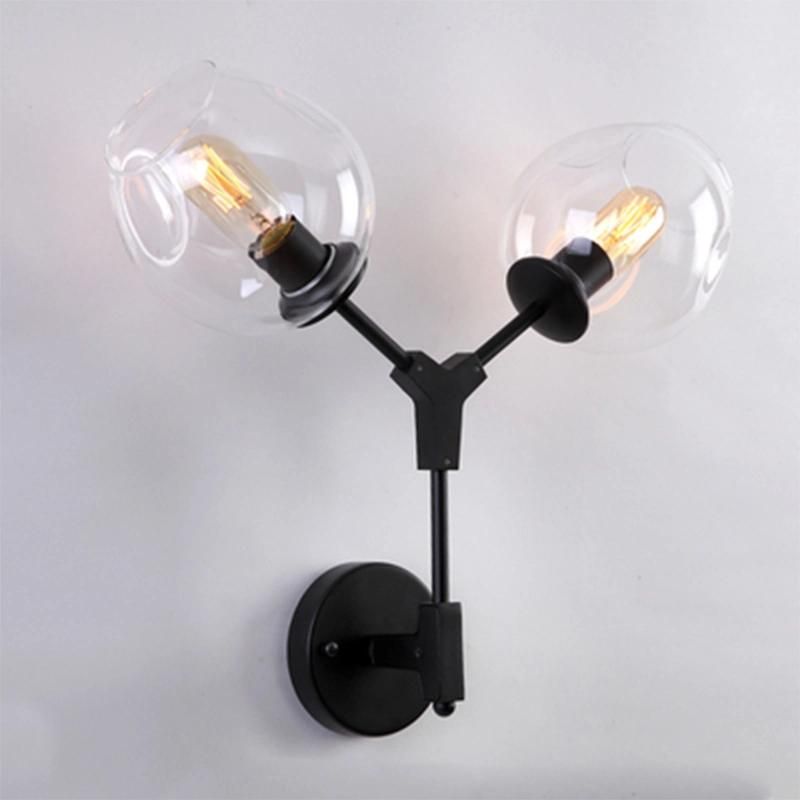 Post Modern Magic Bean Double Head Glass Bubble Cover Villa Hotel Corridor Molecular Wall Lamp (WH-OR-95)