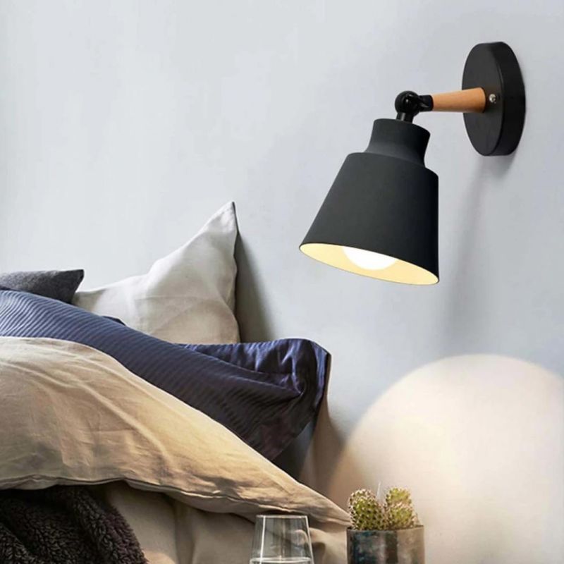 Wall Light Fixtures Nordic Wall Sconce Lamps Macaron Edison Copper Lamp Holder Aisle Lights Corridor Lamp Bedside Reading Light E27 (Color: Black)