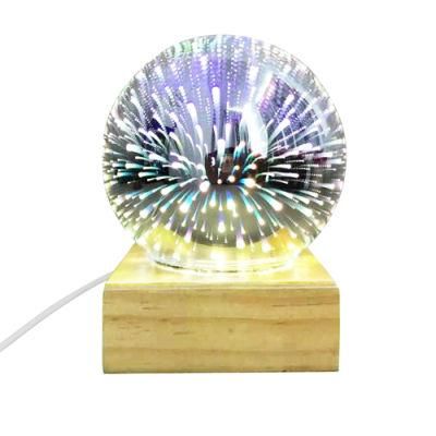3D Glass Cover Magic Lamp, Silver Lantern LED Bedside Bedroom, Creative Lighting Table Lamp