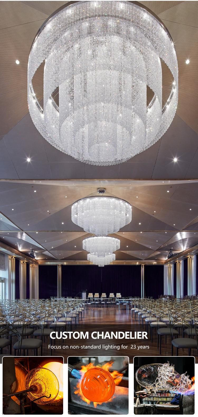 Super Brightness Business Center Big Luxury Hotel Lobby Custom Project LED Chandelier Lamp