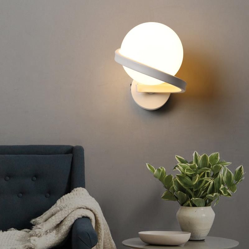 Simple and Modern Creative LED Bedroom Bedside Lamp Wall Lamp Staircase Hallway Glass Light