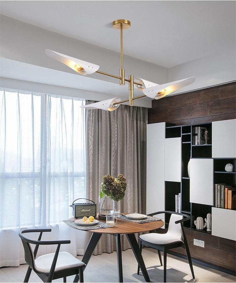 Nordic Postmodern Simple Creative Living Room Dining Room Lamps Atmosphere Metal Inclined Mouth Industrial Wind Aircraft Art Chandelier