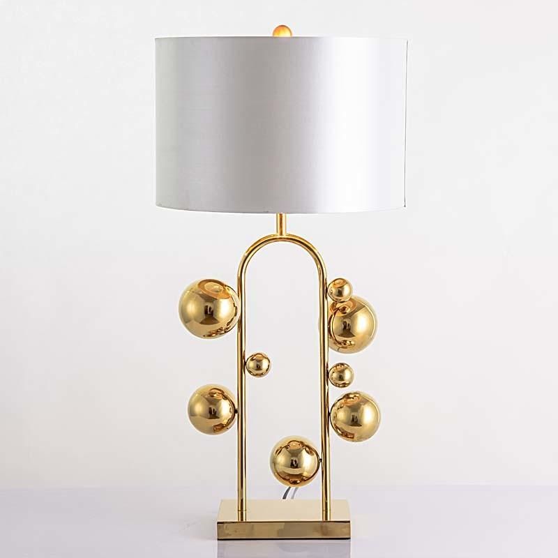 Decorative Post-Modern Glass Desk Table Lamp in Gold for Bedside, Living Room
