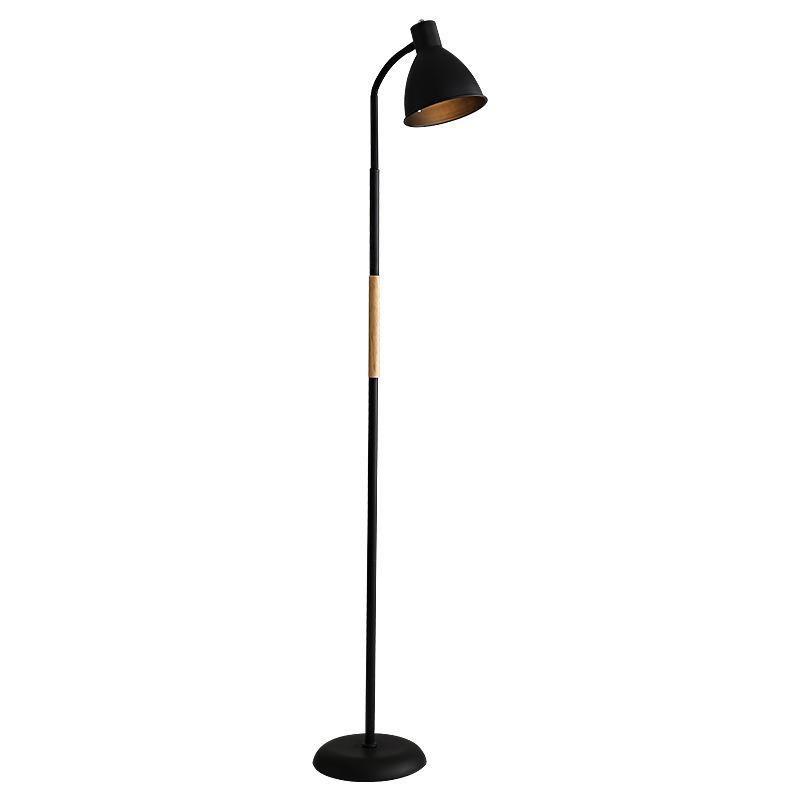 Black Metal Wood Floor Lamp Bedroom Living Room Stand LED Floor Light (WH-MFL-108)
