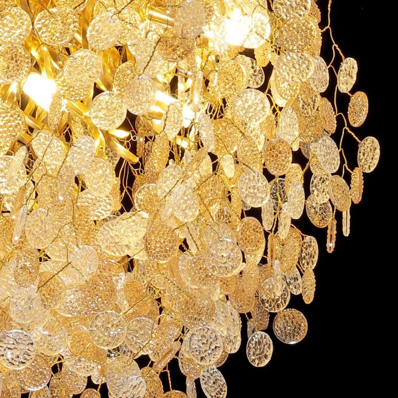2022 New Meerosee Luxurious Crystal Chandelier Golden Modern Pendant Lighting for Restaurant Hotel Raindrop Linear Light Fixture