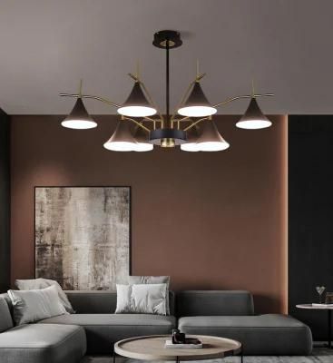 Modern Chandelier Acrylic LED Luxury Copper and Matte Black Light Pendant