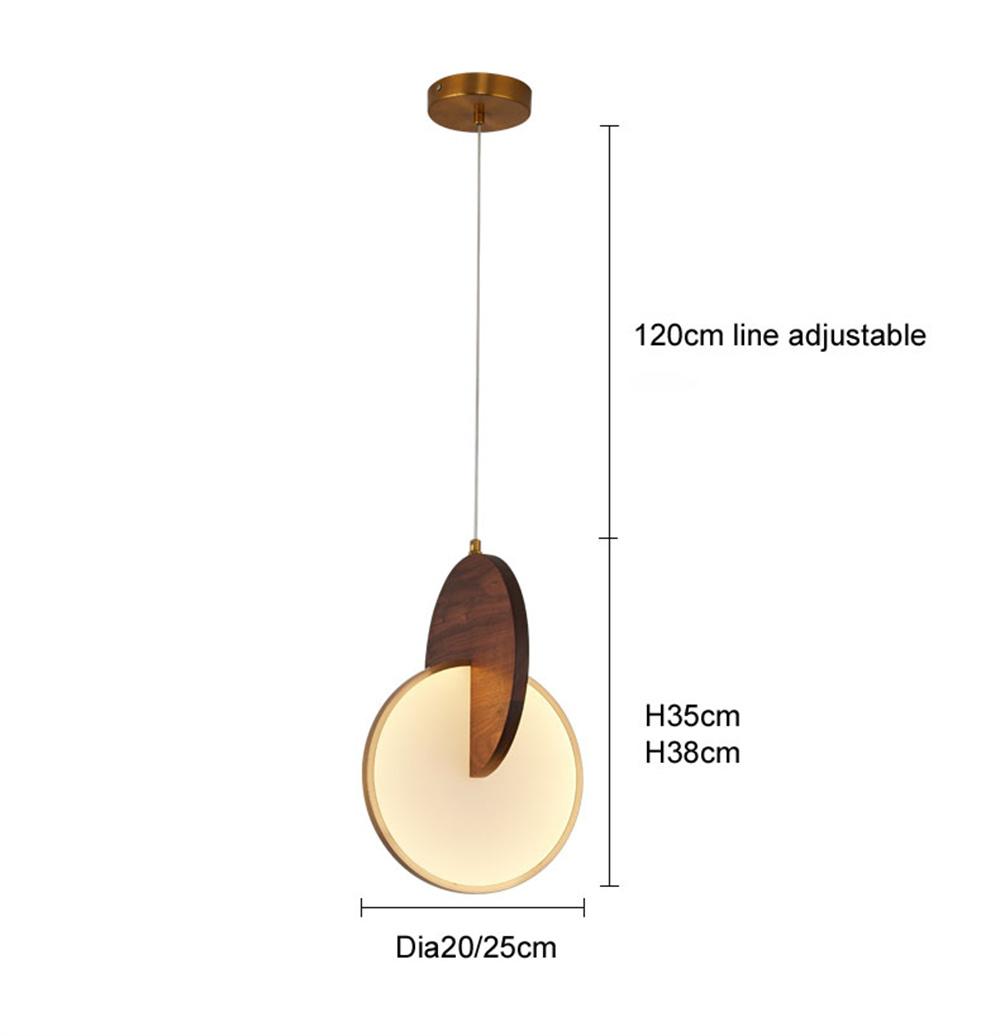 Simple Walnut LED Pendant Lamp Bedroom Bedside Lamps Home Decor Atmosphere Pendant Lights Nordic Modern Restaurant Light Fixture