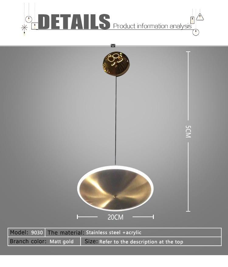 Dlss Designer Gold Stainless Steel Acrlyic Round Flat Pendant Light