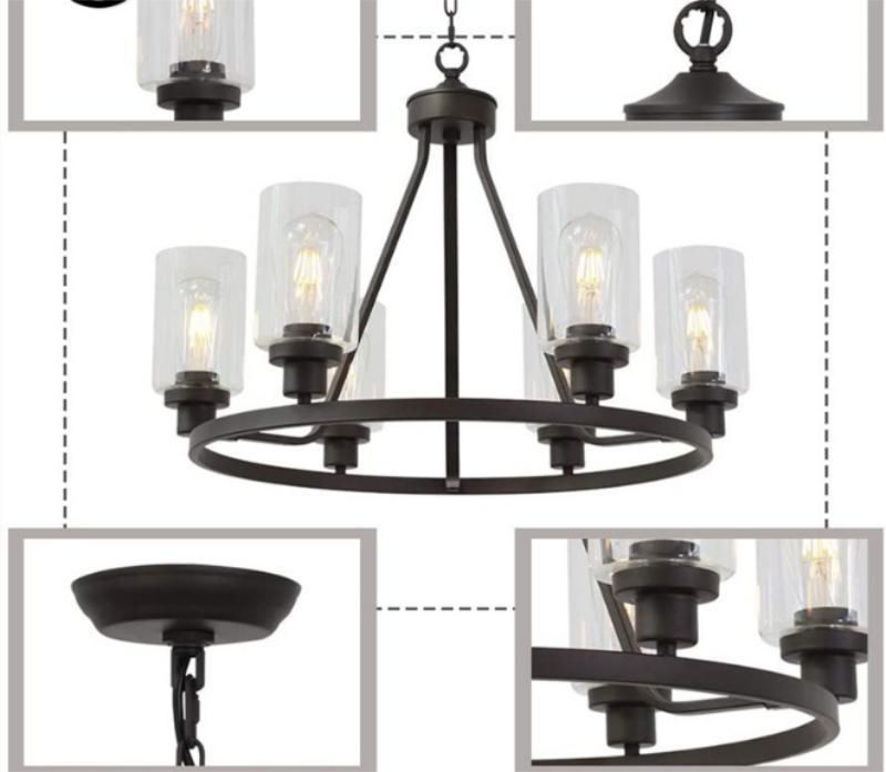 LED Indoor Bar Restaurant Island Lamp Round Six Wrought Iron Chandelier