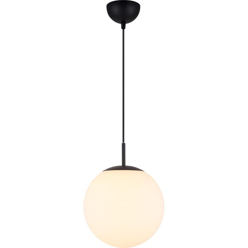 Modern Glass Pendant 1-Light Gold Globle Pendant Light Fixtures Single Kitchen Island Hanging Light with Opal Glass for Kitchen Island Dining Room (Sand Black)