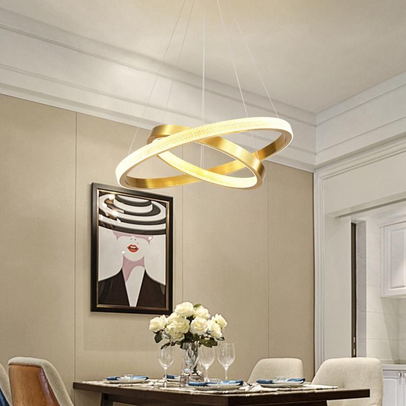 Indoor Modern Nordic Acrylic Circular LED Ring Gold Pendant Lamp Chandeliers Hanging Lights