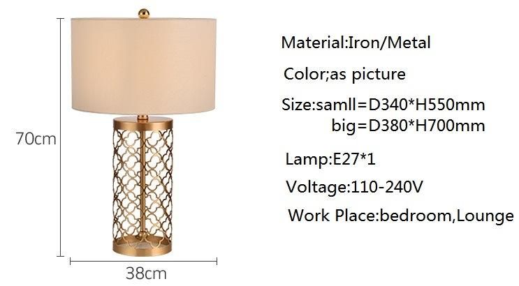 Moden Metal Grille Table Light LED Marble Table Lamp with Cloth Lampshade for Aparment, Villa, Resort Zf-Cl-023