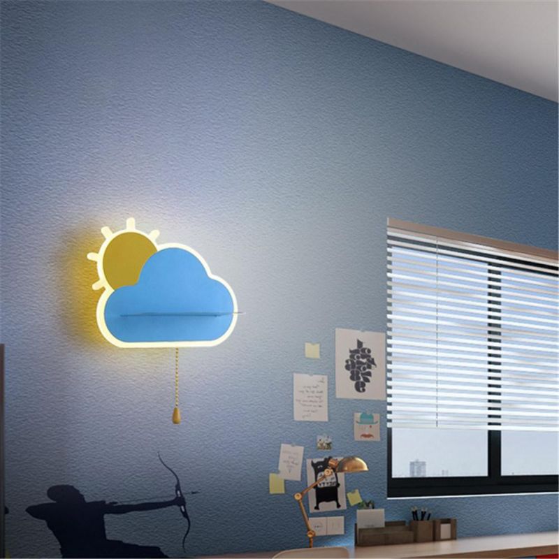 Modern Children Cloud Sun Shelf LED Wall Lamp for Kids Bedroom Bedside Study Creative Lamp (WH-OR-140)