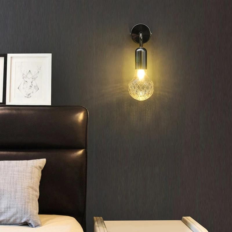 Bedroom Bedside Wall Lamp Nordic Style Glass Retro American Bronze Lighting