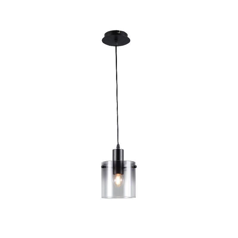 One Lite E27 Smoke Glass Pendant Lamp Matt Black