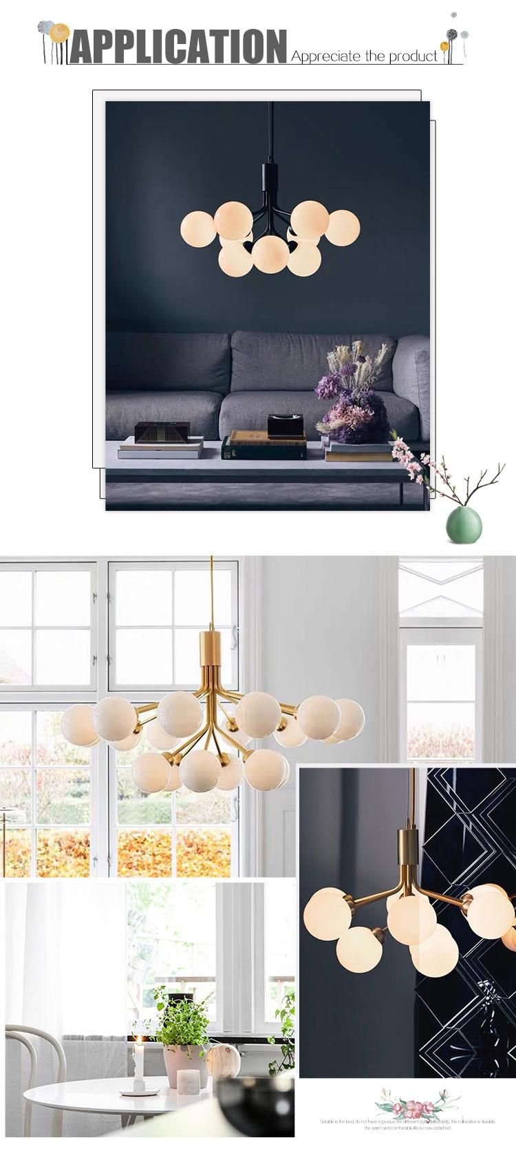 Contemporary Unique Design Creative Iron Glass Living Room Modern E27 Pendant Light
