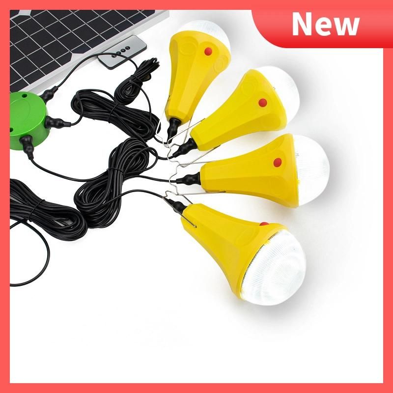 25W/11V Solar Panel with Four Rechegable Solar Camping and Home Power System of Lighting 5W Solar Bulbs 5m Cable