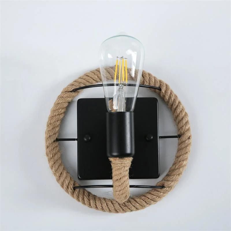 Loft Retro Style Hemp Rope Wall Lamp Industrial Vintage Restaurant Light Fixtures Home Decor Bar Cafe Dining Room Wall Light E27