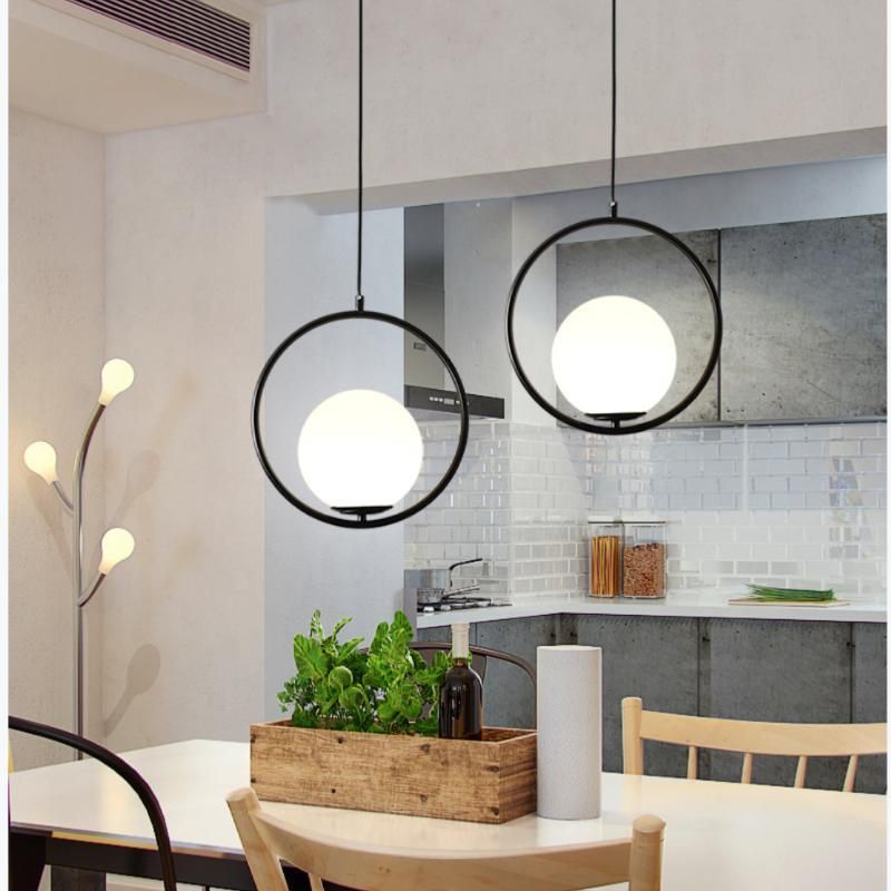LED Pendant Lights Home Decoration Living Room Bedside Glass Black Suspension Lamp (WH-GP-39)