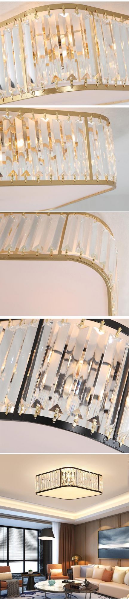 LED Ceiling Lights with Crystal Lampshade for Bedroom Metal Square Ceiling Lamp (WH-CA-99)