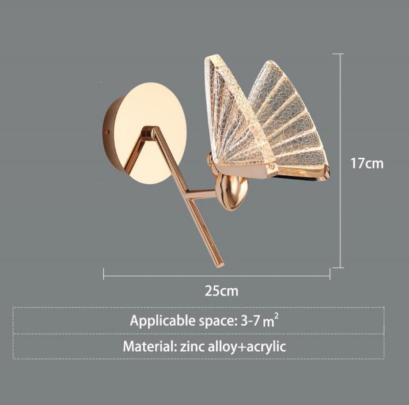 Bedside Wall Lamp Bedroom Lamp Modern Living Room Background Butterfly Wall Light (WH-OR-41)