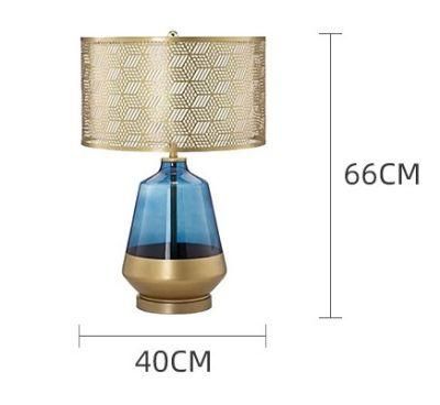 Modern Simple Hollow out Golden Glass Desk Lamp Designer Model Room Study Decoration Fashion American Living Room Desk Lamp