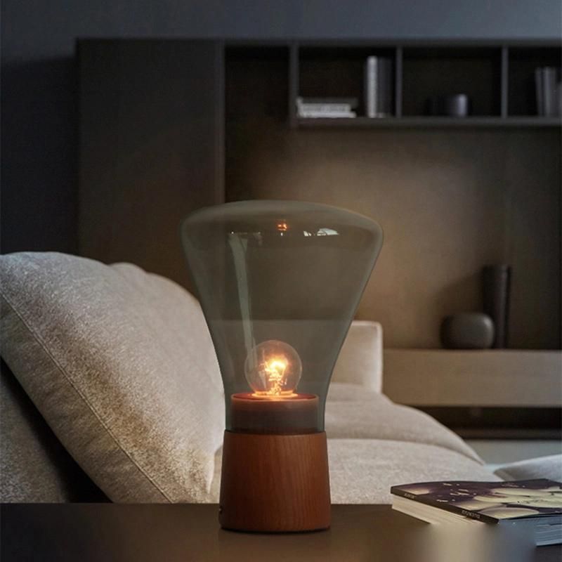 Walnut Solid Wood Desk Light Beauty Vintage Bedroom Bedside Table Lamp