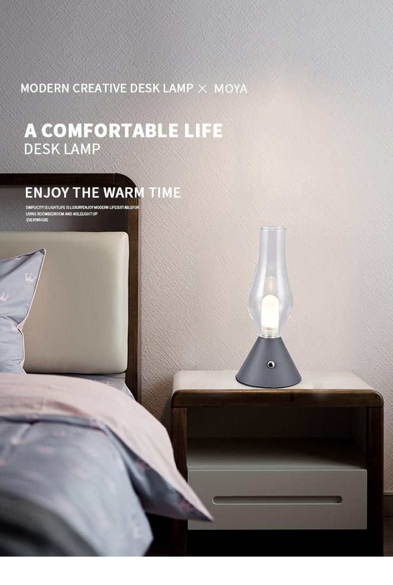 Candlestick Modeling Decoration Night Light Bedroom Table Lamp Study Rechargeable Atmosphere Lamp Modern and Contracted