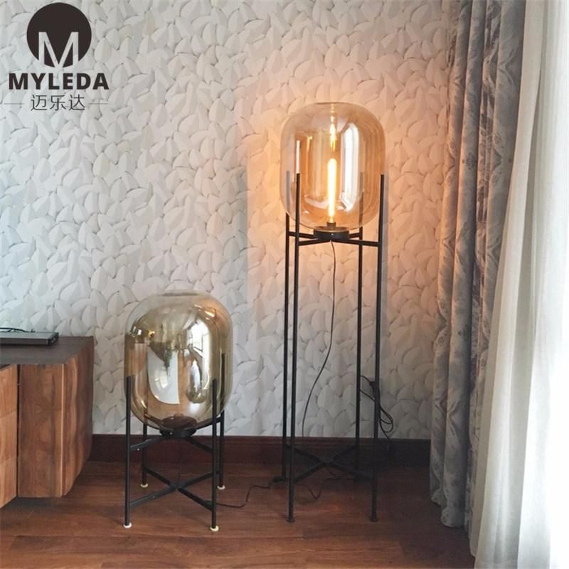 Indoor Modern Decoration Hotel Project Environment Glass Standing Floor Lamp